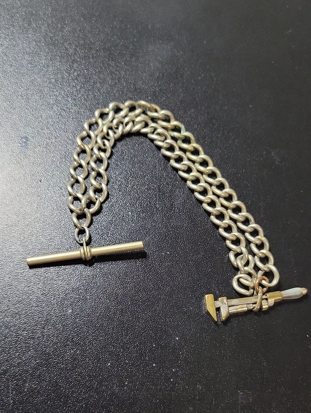 Silver-Tone Men’s Pocket Watch Chain with T-Bar